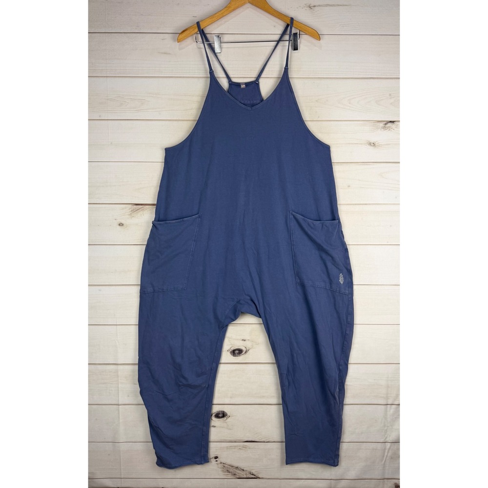 Free People Movement Hot Shot Jumpsuit Medium Blue Harem Oversized Romper